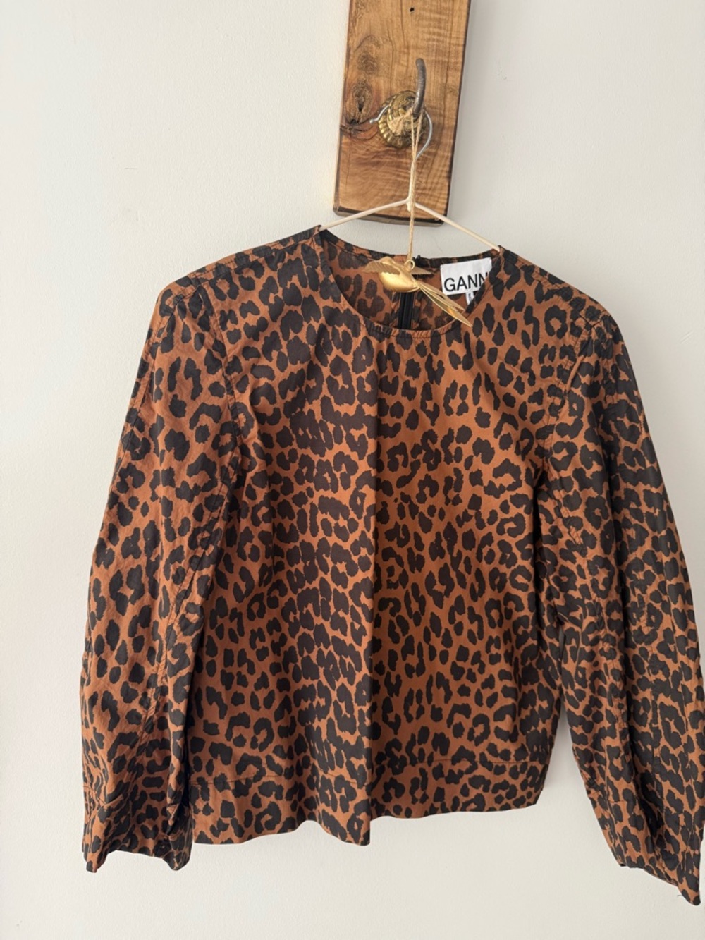GANNI Leopard Print Puff Sleeve Blouse - (32)